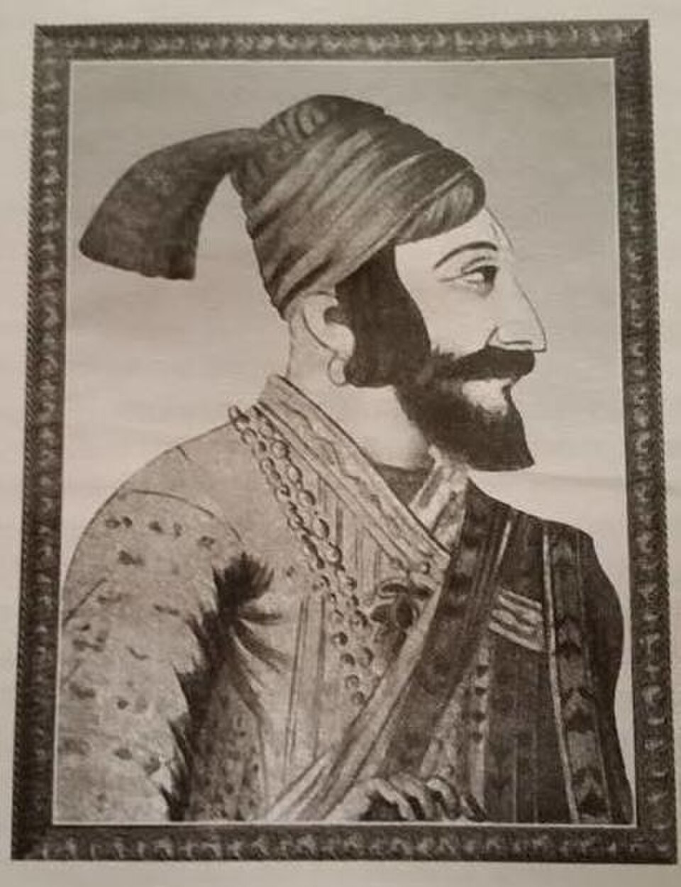 A painting of Shivaji dating from around the 1650s-60s, among the earliest surviving depictions made close to his lifetime.