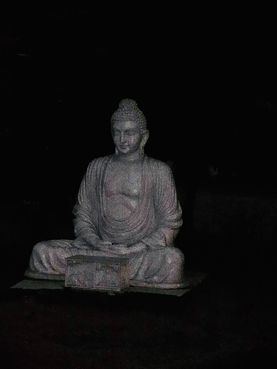 A Buddhist sculpture among the ruins of Nalanda, reflecting the monastery's role as a center of Buddhist study and artistic production.